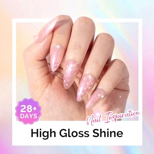 Image of MelodySusie Shimmer Pearl Pink Gel Nail Polish, 0.5fl oz Soak Off UV LED Jelly Holographic Pink Glitter Gel Polish Gift for Women Nail Art Manicure Salon DIY Nail Design Decoration at Home-G2607