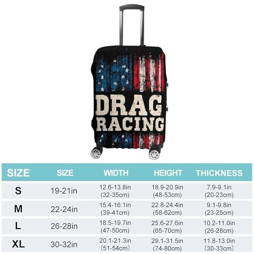 Drag Racing Flag USA Funny Travel Luggage Cover Baggage Suitcase Cover Protector Skins 19-32 Inch2