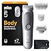 Braun Bodygroomer Series 5, Elektrischer Körperrasierer Herren mit 7 Zubehörteile, Kabelloser Trimmer für Intimbereich und Körper, 100 Min Akku, Wasserdichter Körperhaartrimmer, BG5555, Grau