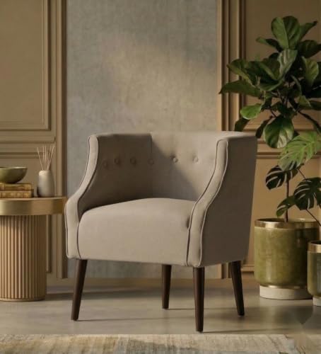 Image of Velum 3 Seater Sofa for Living Room & Office | Premium Fabric Upholstery | Solid Wood Frame | Comfortable Seating | 3 Years Warranty (Beige, Chair)