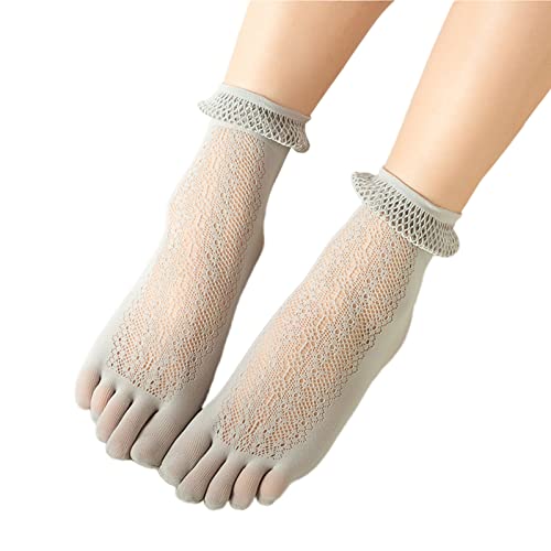 GRABAGECAN Fashion Women Girls Five Finger Sock Sweet Hollow Pattern Short Sock Antiskid Finger Toe Socks New 5 Color