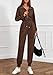 PRETTYGARDEN Long Sleeve Jumpsuits for Women Casual 2025 Fall Fashion Zip Up Pant Rompers One Piece Sweatsuits Travel Outfits (BrownMedium)