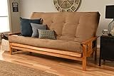 Jerry Sales Queen Eldorado Futon Set Hardwood Frame w/ 7 Inch Coil Mattress Sofa Bed Choice to Add Drawer Set (Peat Matt w/Frame Only Queen Size)