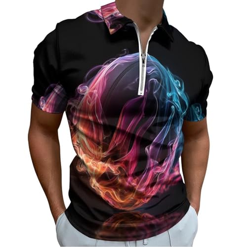 Polo manches courtes boule fumée motif psychédélique coupe ajustée stretch pour homme