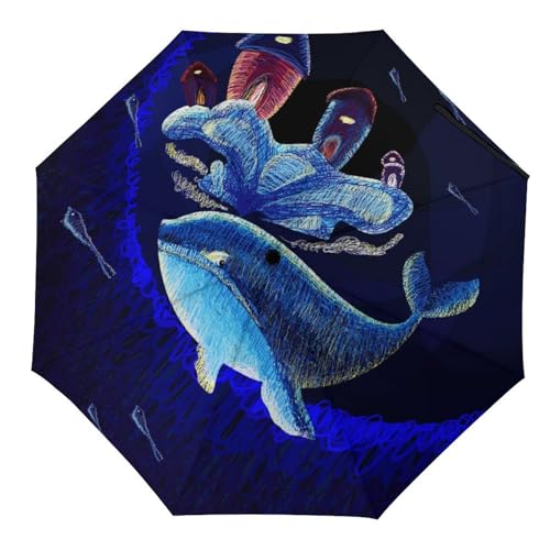 Parapluie pliant baleine de rêve bleue automatique compact voyage femme homme