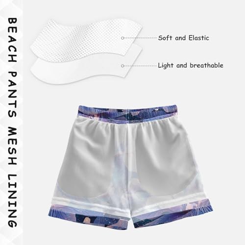 Pigsaly Boys Swim Trunks Light Purple Blue Lilac Gradient Flower Boys Board Shorts Swimsuit Swimwear Summer Bathing Suit 4T4