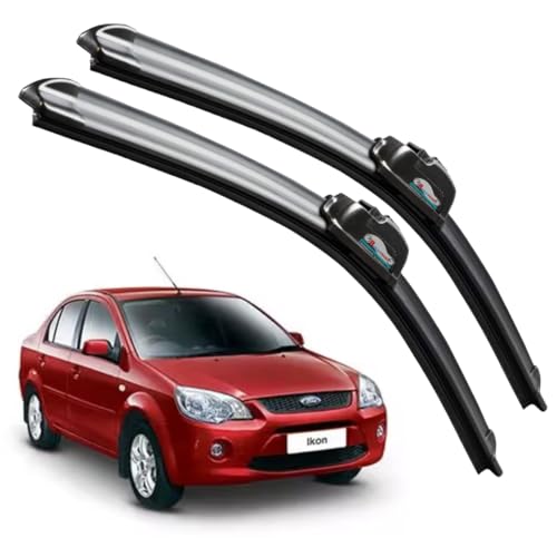 Image of Frameless Rubber Car Wiper Blades Set of 2 Compatible with (Ikon (Model : 2008-2012) (D-19,P-19))