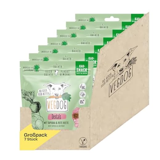 VEGDOG DENTALS Kausnacks für Hunde 7 x 120gr, vegane Dental Sticks Hund, Zahnpflege Leckerlis, getreidefrei Dentastix, hypoallergene Hundekaustange, Veggie Stick für Allergiker