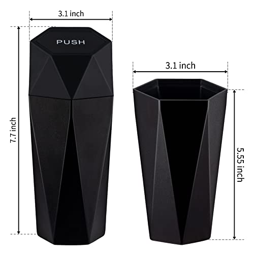 Justtop Car Trash Can With Lid, Diamond Design Small Automatic Portable Trash Can, Easy To Clean, Used In Car Home Office Interior Accessories, 2Pcs (Black) #TOP3