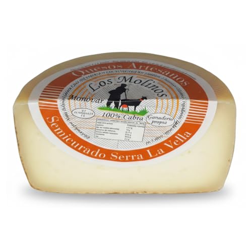 Queso Artesano Semi Curado Serra La Vella 100% de Leche de Cabra Medio | Queso Gourmet Elaboración Tradicional y Casera con Ganadería Propia | Sabor Único y Natural | Caja de Madera