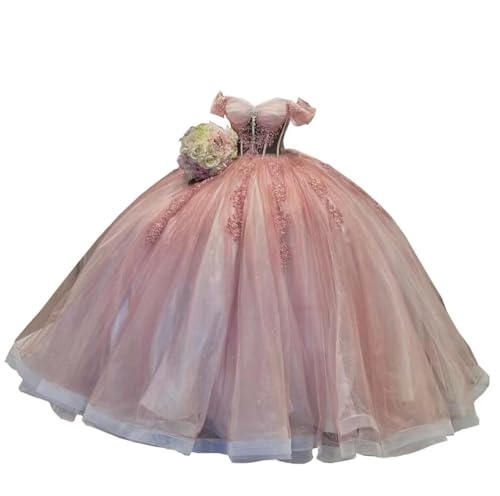 Gold Lace Applique Beading Quinceanera Dresses A-line Princess Tulle Prom Sweet 16 Dress 2025