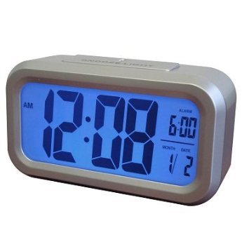 Westclox 5 25 in L x 3 in H Silver LCD Alarm Clock Batteries Required