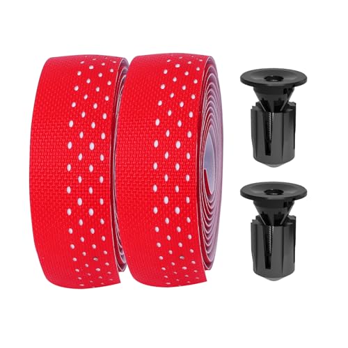 SHANGWU Bike Handlebar Tape, EVA Bike Bar Tape Road Bike, High Stain Resistance Bicycle Handlebars Tape, Extra Thick Soft & Non-Slip Comfortable Bike Grip Tape for Handlebars(Set of 2, Red)