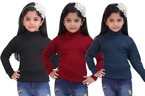 Image of Baby Boys and Girls Wollen Warm High Neck Full Sleeves T-Shirt|Inner Sweaters for Winter (Maroon-22)