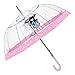 Santoro Gorjuss Paraguas Transparente Cupula Puddles of Love Mujer Niña - Paraguas Clasico Burbuja Estampado Muñeca Dots y Borde Rosa - Paraguas Antiviento Robusto Automatico - Diametro 89 cm