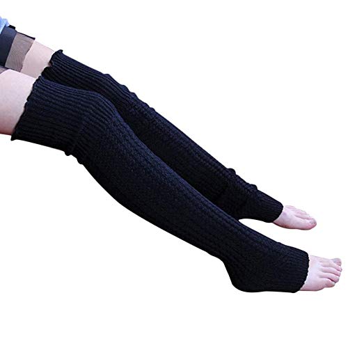 uyhghjhb Mujeres de Moda sobre la Rodilla Calentador de Pierna Larga Botas de puño Cubierta Muslo Cálido Punto de Danza Medias Altas Black