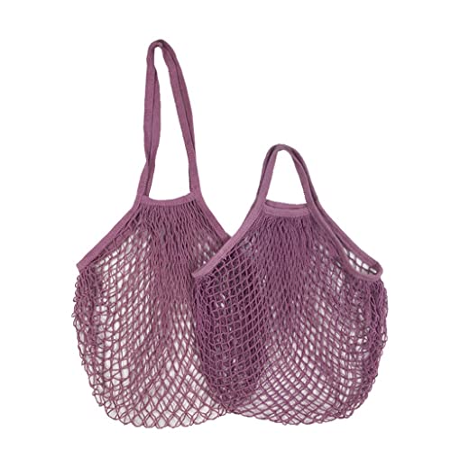 Siatki na owoce, 1 szt. Wielorazowe torby na zakupy Przenośna siatka do przechowywania owoców i warzyw Ekologiczna składana torba z siatki bawełnianej(Purple Pink 12,S 10x35x38cm)