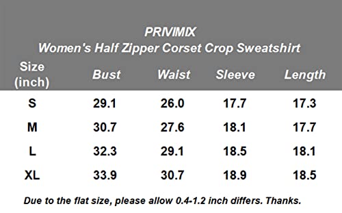 Privimix Women's Half Zipper Corset Top Long Sleeve Cropped Hoodie Solid Deep V-Neck Casual Workout Jacket Sweatshirt Grey S #TOP5