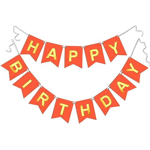 TOYVENTURES Striscione di buon compleanno in oro rosso con lettere dorate lucide forniture per feste, striscione di buon compleanno per bambini, ragazze, ragazzi, uomini, donne, bandiera a coda di