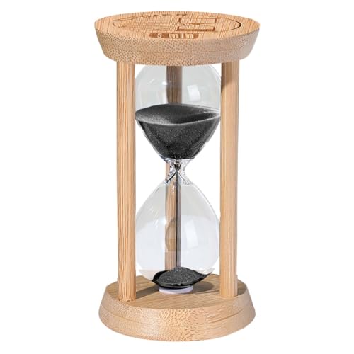 5 Minute Wooden Sand Timers, Bamboo Mini Black Sand Hourglass for Productivity, Meditation & Decor,...