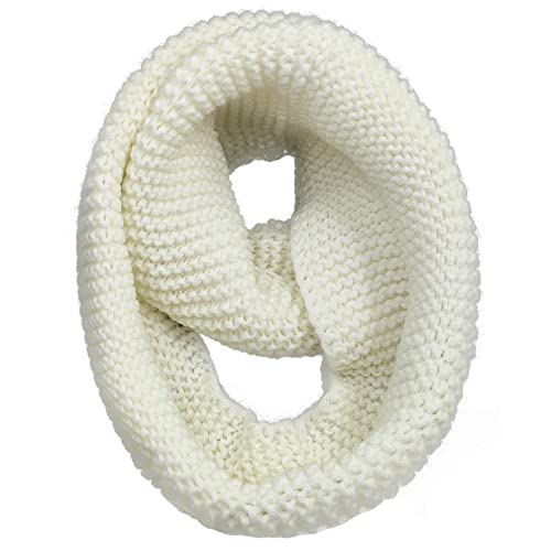 GB-W-S-J1 Damen/Herren, dicker Winter-Strick, Unendlichkeits-Schal, grob, warm, gestrickt, für kaltes Wetter, weiß, One size