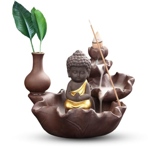 Rückfluss Räuchergefäß Buddha Figur Burner Waterfall Backflow Räucherbrenner, Keramik Weihrauchbrenner
