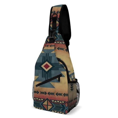 Sacoche bandouliere imprimé art Navajo du Sud-Ouest sac de poitrine ergonomique