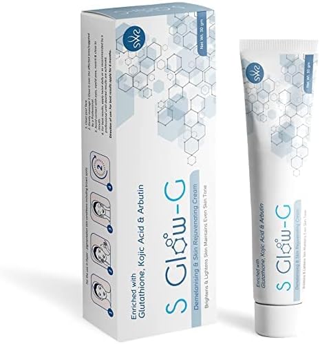 SWR "S Glow - G" L-Glutathione Cream For Skin Whitening, Reduces Dark Spots And Skin Ageing With Vitamin E & Kojic Acid,