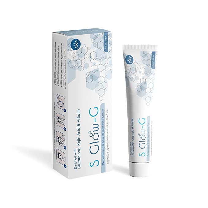 SWR "S Glow - G" L-Glutathione Cream For Skin Whitening, Reduces Dark Spots And Skin Ageing With Vitamin E & Kojic Acid,