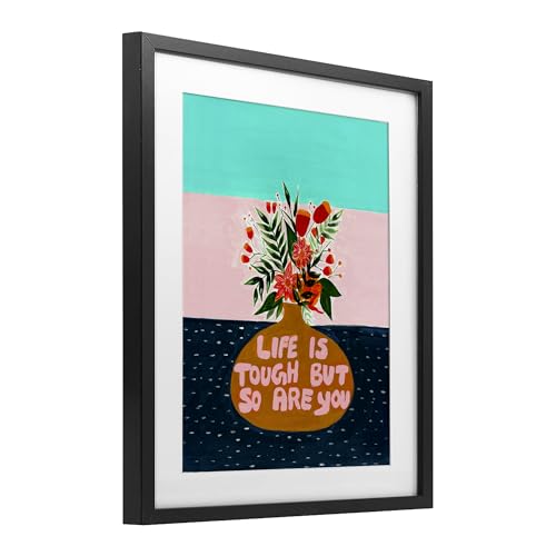 Affiche encadrée sous verre durable Stupell cadre noir 40cm
