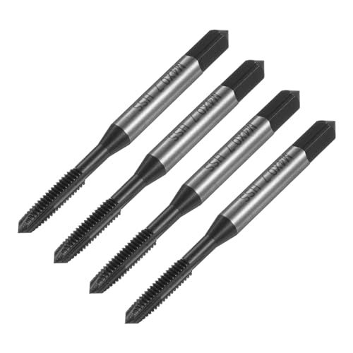 uxcell 4pcs Metric Spiral Point Thread Taps, M4 x 0.7 H2 Nitride Coated Screw Tap, Fully Ground High Speed Steel 6542 Machine Tapping Threading Tool for Machinist Thread Repair