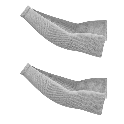 Schwer 2 Pairs 15.4in Down Yarn Knitted Arm Warmers S920, Hyaluronic Acid Infused, Moisturizing & Skin-Friendly Arm Sleeves For Long-Time Wearing, Can Be Used As Liner For Cut Resistant Sleeves, Grey