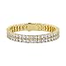 JINAO 2 Rows AAA Gold Silver Iced Out Tennis Bling Lab Simulated Diamond Bracelet 8“ (Gold)