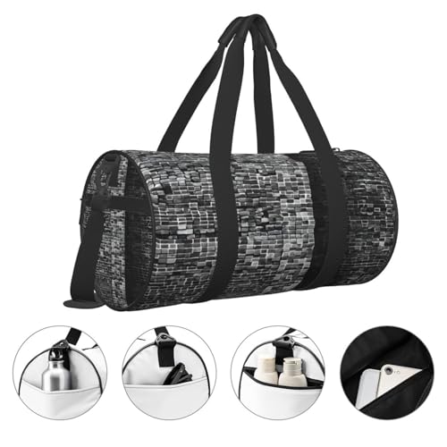 Sac de voyage rond imprimé gris abstrait multi-compartiments léger