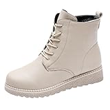 Zzalalana Women's Ankle Boots Combat Boots Lace Up PU...