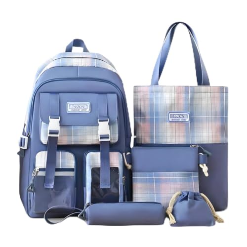 Kit Mochila Completa com Acessórios – Design Moderno, Espaçosa e Ideal para Uso Diário, Viagens e Escola (Azul)