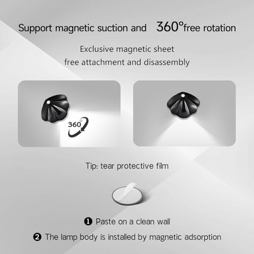 Image of LED Wall Light 3 Colors,Indoor Wireless Wall Sconces Lamp 3000mAh Rechargeable Battery Power Wall Lamps,Adjustable Brightness，Rotation Cordless Light,Suitable for Bedroom Stairs,2 Pack