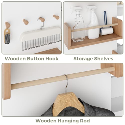 Wall Mounted Ironing Board Cabinet with Storage & Sliding Door (White) - image 6