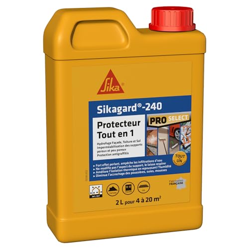 SIKA - Protection Hydrofuge façade, Mur, toiture et Sol - Sikagard 240 Protecteur Tout en 1 - Multisupports - Int/Ext - Effet perlant - Prêt à l'emploi -...
