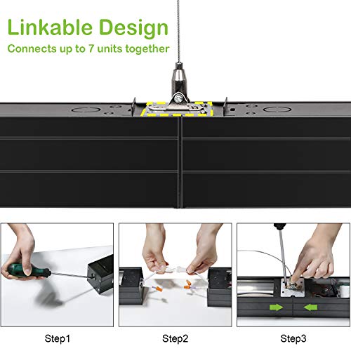 hykolity Linkable LED Linear Light, 4FT Dimmable, 40W 4800lm 3 CCT Selectable, Seamless Connection, LED Suspended Lighting Fixture for Home, Office, Market,4pack-Black - Thumbnail 4