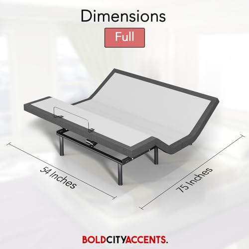 Image of Bold City Accents Adjustable Bed Frame with Wireless Remote - Comfortable Zero Gravity Massage with Head & Foot Incline, Dual USB Charge & Under-Bed Nightlights - Powder Coated Adjustable Full Frame