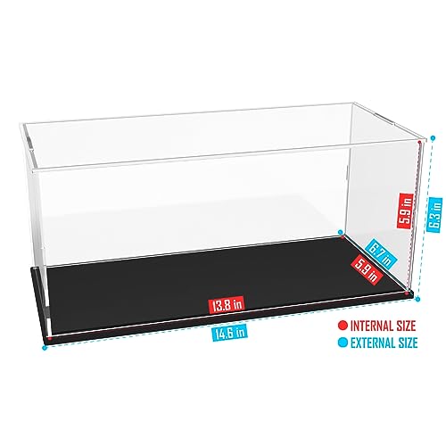 Image of Choowin Acrylic Display Case for Lego Ship in a Bottle for Lego Corvette for 1 /18 Diecast Car for Lego Car Display Thickened Clear Acrylic Display Cases for Collectibles Assemble Dustproof(Black Base)