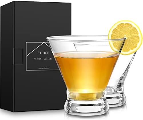 Martini Glasses Set of 2, Elegant Crystal Martini Glasses in Gift Box, 8 oz Hand Blown Cocktail Glasses for Bar, Cocktail Party,Martini Cosmopolitan, Manhattan, Gimlet, Cocktail Glassware gift set