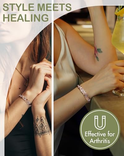 Feraco Pure Copper Bracelets for Women, Ultra Strength Magnetic Therapy Bracelet for Pain Relief with 3800 Gauss Magnets - Image 3