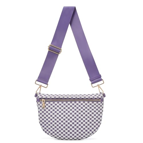 Image of Woven Crossbody Bags For Women, Checkered PU Waist Pack Travel Sling Bag