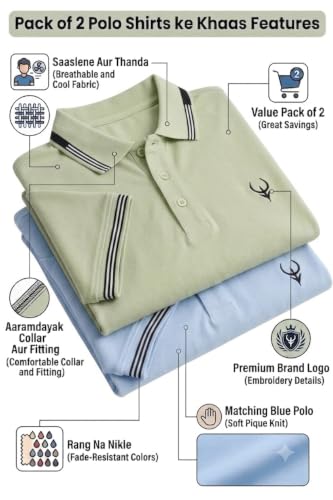 Image of Lymio Polo T Shirt for Men | Men Casual T-Shirt | Polo Available in Combo Pack of 2 (Polo-40-43)