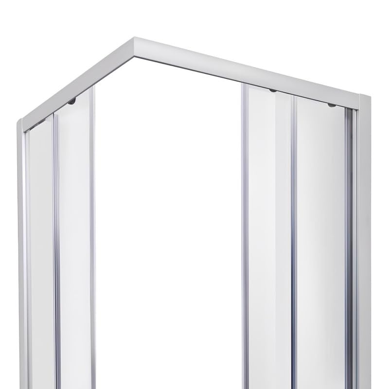Belvit® Duschkabine Eckdusche 100x100x200 cm mit Schiebetüren | mit Duschwanne, 4 mm ESG Klarglas, verchromte Profile, Antikalk Nano Beschichtung, Duschabtrennung Eckeinstieg