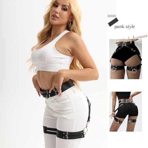 Women's Gothic Leather Thigh Harness – Adjustable Leg Garter Belt for Lingerie, Cosplay, Carnival & Punk Party Outfits3