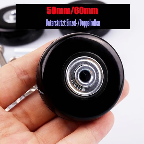 LSTOPGO 4pcs 50mmx18mm Ersatz-Räder, Gepäck Koffer Ersatzrollen Gummi Lenkrollen Reparatur mit 608zz Inline Outdoor Skate Räder (3Achsen)
