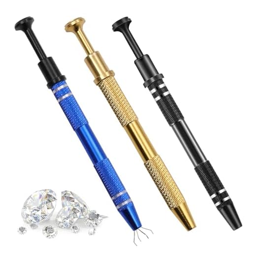 Tedux 3 Pcs Jeweler's Pick Up Tool, Piercing Ball Grabber Tool with 4 Prongs, Piercing Tools for Changing Jewelry for Tiny Objects Diamond Nail (Gold Blue Black)